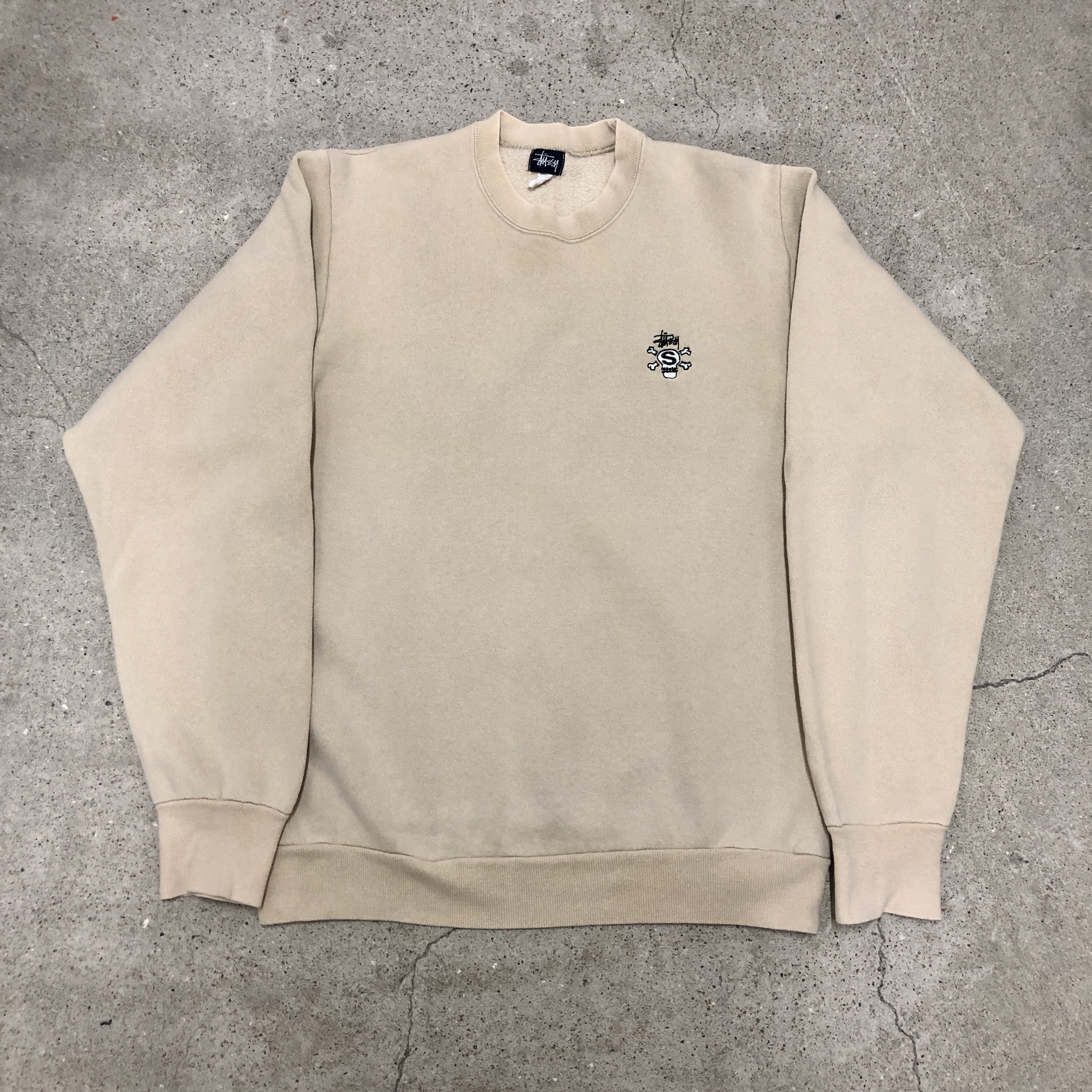 90～00s OLD STUSSY/Skull Embroidery Sweat/USA製/紺タグ/S/スカル