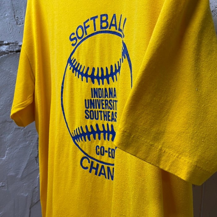 80s vintage Russell athletic カレッジプリント　Tシャツ　イエロー　 シングルステッチ TS105 | Vintage.City 古着屋、古着コーデ情報を発信