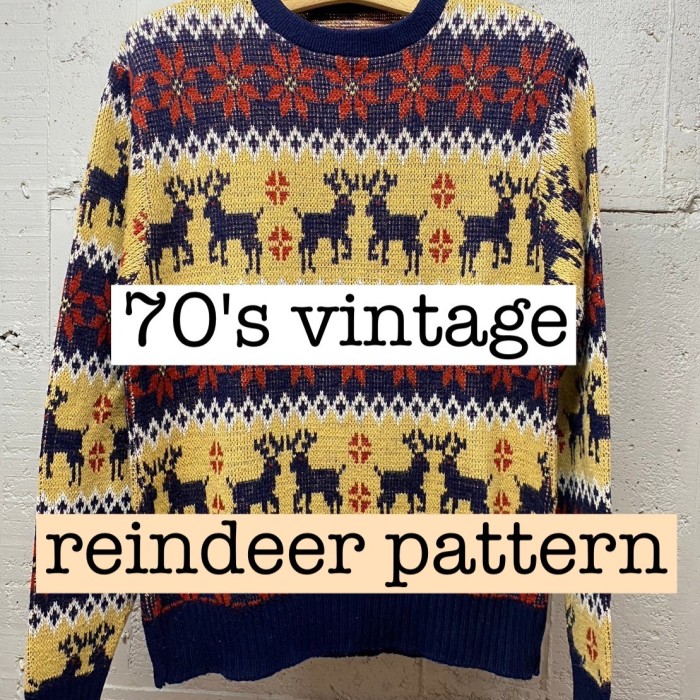 70s vintage  トナカイ柄　クルーネック　セーター　ニット KS005 | Vintage.City 빈티지숍, 빈티지 코디 정보