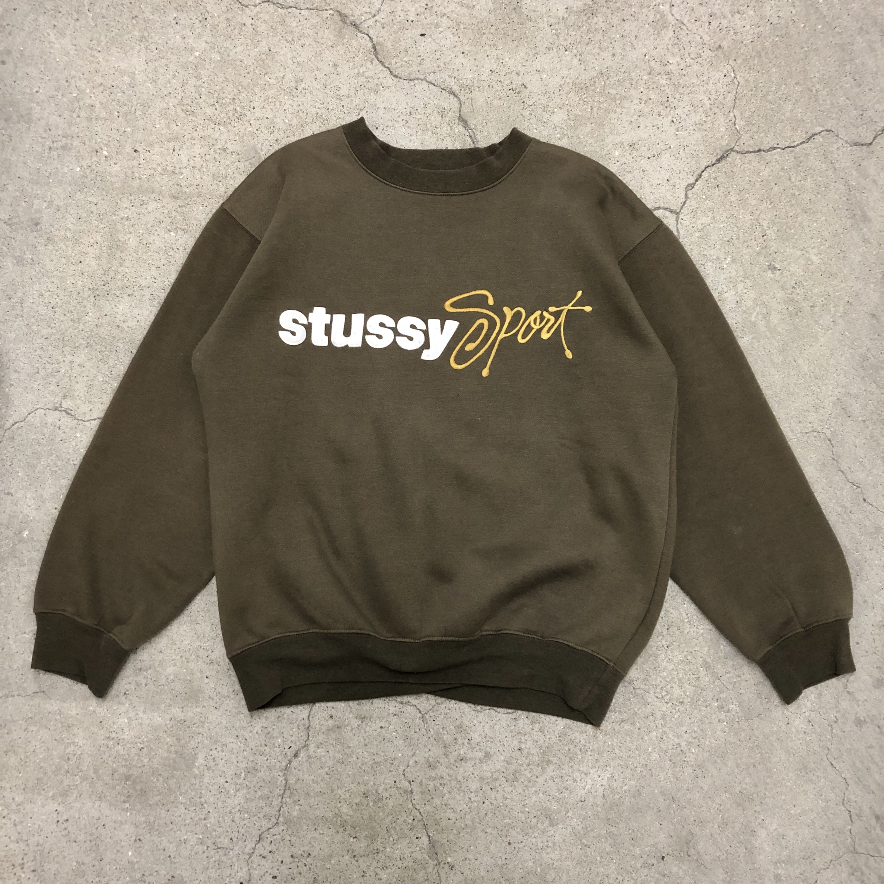 90s OLD STUSSY/STUSSY SPORT Logo Sweat/OZ製/白タグ/L/ステューシー
