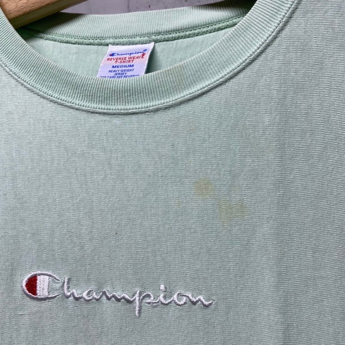 チャンピオン　reverse weave  ロゴ刺繍　Tシャツ グリーン系 TS044 | Vintage.City 빈티지숍, 빈티지 코디 정보