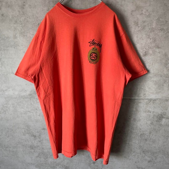 STUSSY SS link back print T-shirt size L 配送B ステューシー　バックプリントTシャツ　橙　シャネルロゴ | Vintage.City 빈티지숍, 빈티지 코디 정보