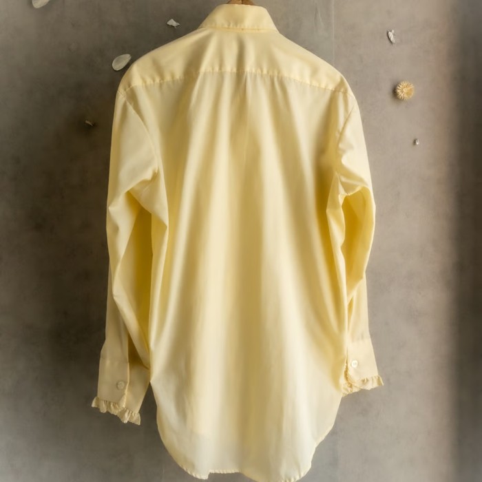 “夕空輝舞” 70s After Six beautiful pale yellow ruffle shirt | Vintage.City 빈티지숍, 빈티지 코디 정보