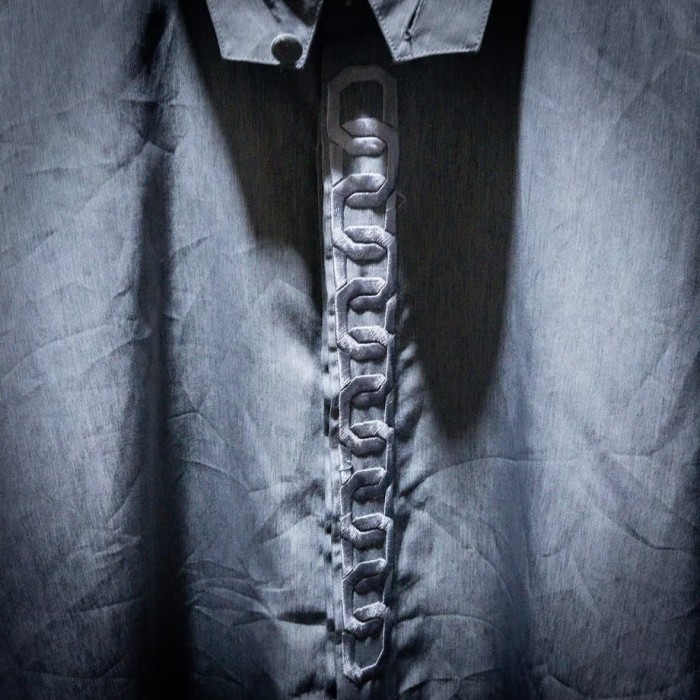 “鎖刺繍唸” Italian Chain like Special Embroidery front fly shirt | Vintage.City 빈티지숍, 빈티지 코디 정보
