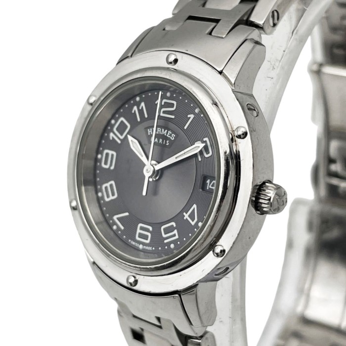 HERMES エルメス レディース腕時計 クリッパー QZ デイト SS シルバー グレー文字盤 CP1.210 | Vintage.City 빈티지숍, 빈티지 코디 정보