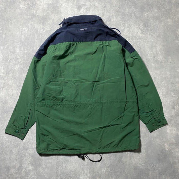 【XLサイズ】90’s ノーティカ　刺繍ネックロゴ　グリーン　ナイロンジャケット | Vintage.City 古着屋、古着コーデ情報を発信