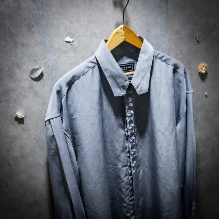 “鎖刺繍唸” Italian Chain like Special Embroidery front fly shirt | Vintage.City 古着屋、古着コーデ情報を発信