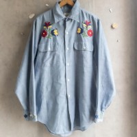 “華花草霞” 70-80s BIG MAC embroidered chambray shirt | Vintage.City 빈티지숍, 빈티지 코디 정보