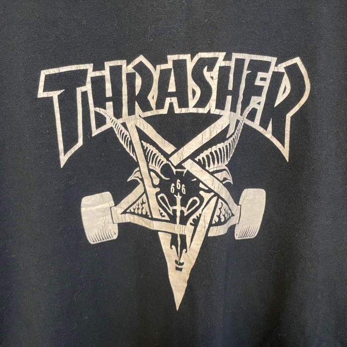 THRASHER big logo T-shirt size M 配送C スラッシャー　ビッグロゴTシャツ　ストリート　黒 sk8 | Vintage.City 빈티지숍, 빈티지 코디 정보