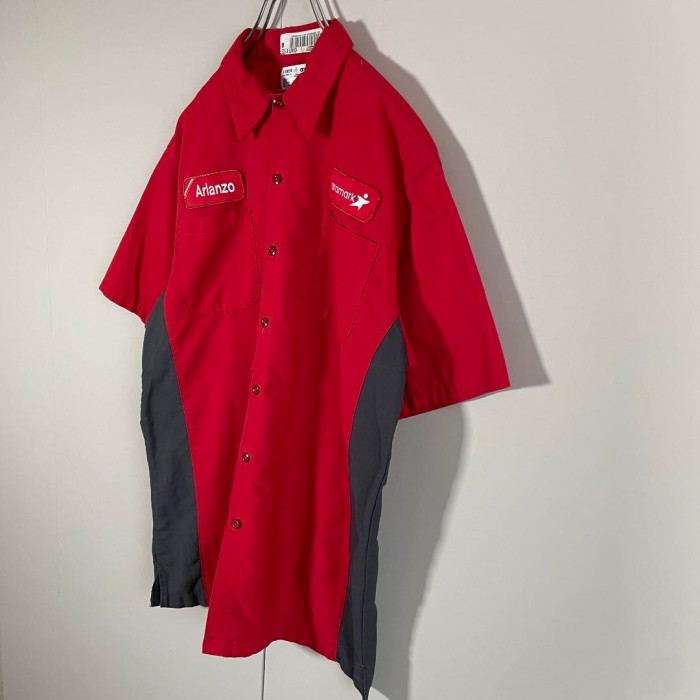 aramark made in mexico work shirt size L 配送C 90's ワークシャツ　企業系　メキシコ製　アラマーク　赤 | Vintage.City 빈티지숍, 빈티지 코디 정보