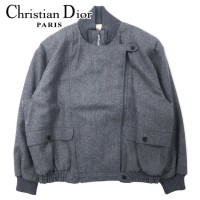 Christian Dior SPORTS オールド レイヤードデザイン メルトン ボンバージャケット L グレー ウール キルティングライナー | Vintage.City 古着屋、古着コーデ情報を発信