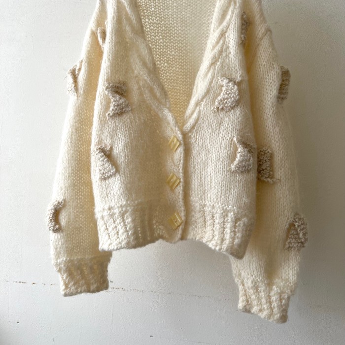 Old 3D Ribbon Design Knit Cardigan | Vintage.City 古着屋、古着コーデ情報を発信