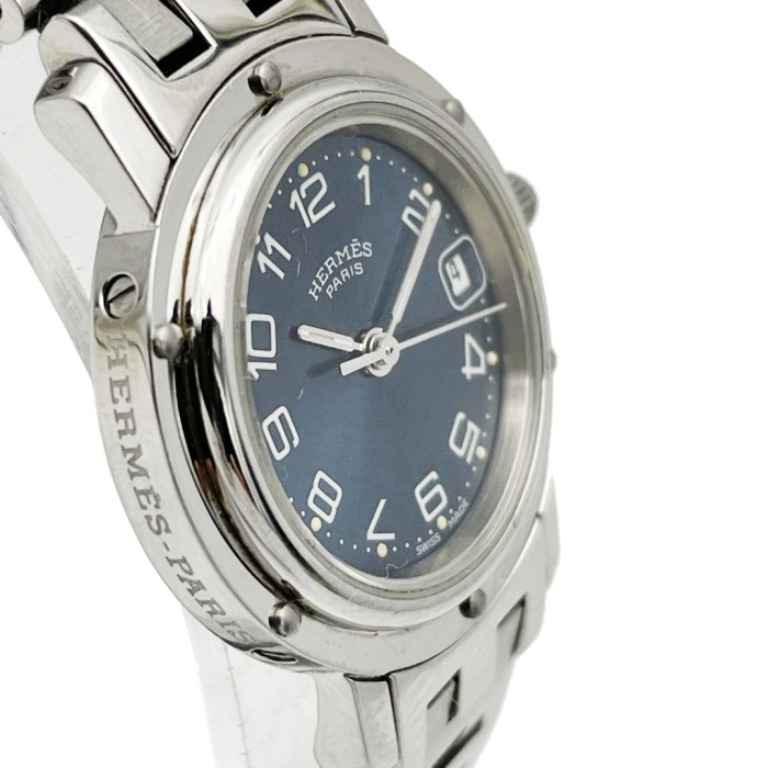 HERMES エルメス レディース腕時計 クリッパー QZ デイト SS シルバー ネイビー文字盤 CL4.210 | Vintage.City 빈티지숍, 빈티지 코디 정보