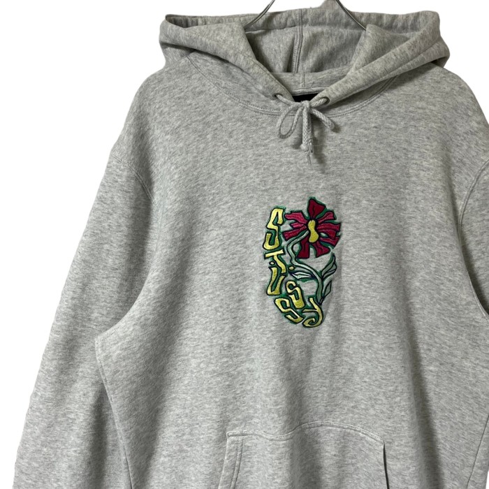 stussy ステューシー パーカー XL 刺繍ロゴ センターロゴ フラワー 花 ...