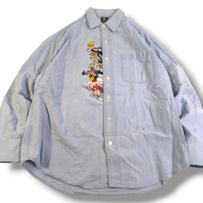 [099]90s ワーナー・ブラザース ルーニーテューンズ コットンシャツ S | Vintage.City 빈티지숍, 빈티지 코디 정보