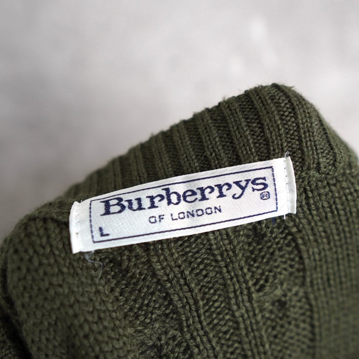 BURBERRY / バーバリー ニット / セーター 990年代製 / ロゴ刺繍 / ケーブル編み / イングランド製 XL相当 | Vintage.City 古着屋、古着コーデ情報を発信