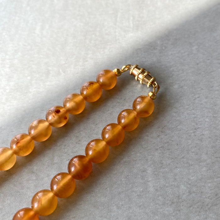 Vintage 70s retro orange×gold beads classical necklace レトロ ヴィンテージ オレンジ × ゴールド ビーズ クラシカル ネックレス | Vintage.City 빈티지숍, 빈티지 코디 정보