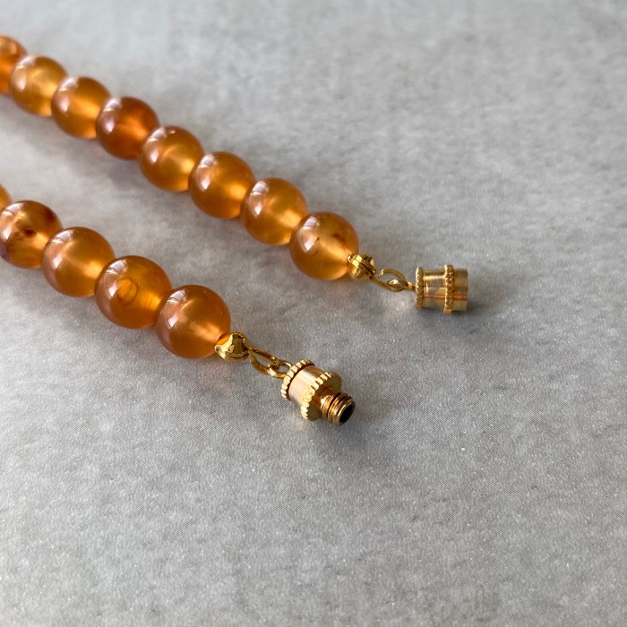 Vintage 70s retro orange×gold beads classical necklace レトロ ヴィンテージ オレンジ × ゴールド ビーズ クラシカル ネックレス | Vintage.City 古着屋、古着コーデ情報を発信
