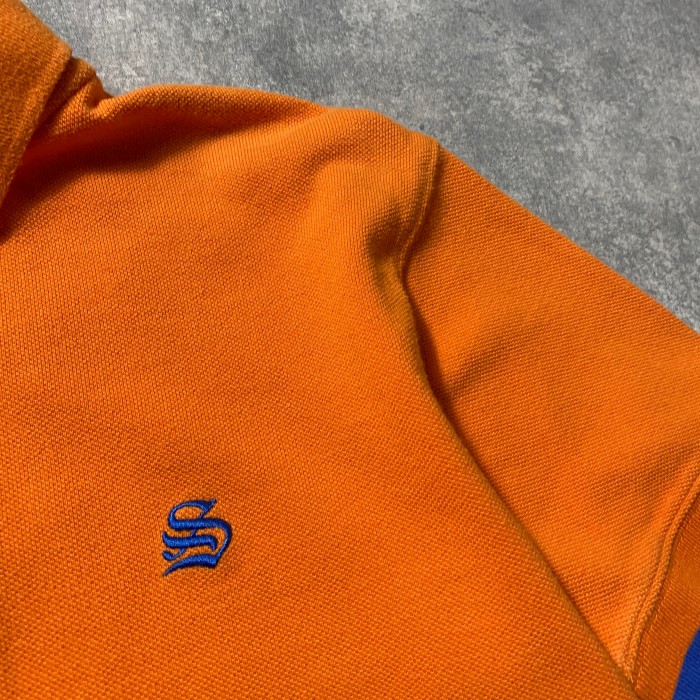 stussy　ステューシー　刺繍ワンポイント　ラインリブ　オレンジ　ポロシャツ | Vintage.City 古着屋、古着コーデ情報を発信