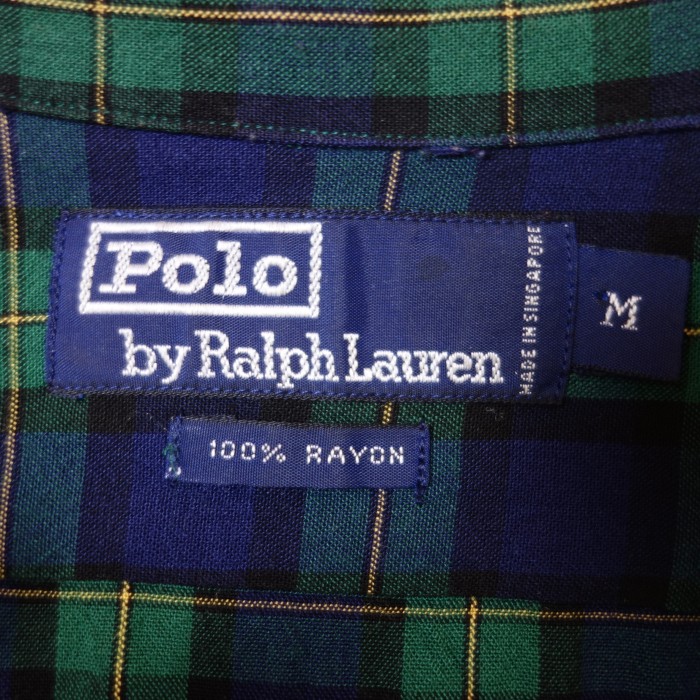 90's～ POLO RALPH LAUREN(ラルフ ローレン) Rayon Open Collar Long Sleeve Shirts レーヨン生地 オープンカラー 長袖 シャツ ブラックウォッチ チェック柄 | Vintage.City 빈티지숍, 빈티지 코디 정보