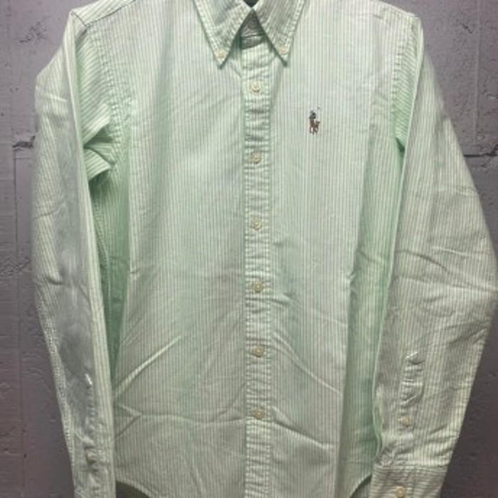 ラルフローレン　ストライプ　ボタンダウンシャツ　グリーン　ホワイト　S   SS041 | Vintage.City 古着屋、古着コーデ情報を発信