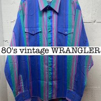 80s vintage ラングラー　ブルー系　ストライプ　ウエスタンシャツ　XL    SS051 | Vintage.City 古着屋、古着コーデ情報を発信