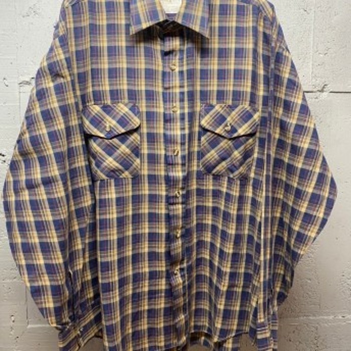 80's vintage モンゴメリーワード　チェック　長袖　ドレスシャツ   SS058 | Vintage.City 빈티지숍, 빈티지 코디 정보
