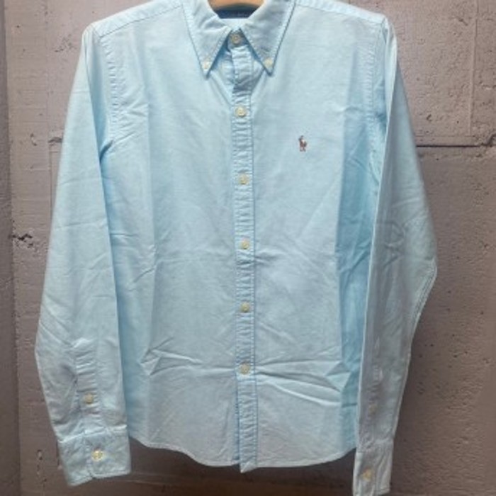 ラルフローレン　ロゴ刺繍　ボタンダウンシャツ　9　レディース　ターコイズカラー  SS040 | Vintage.City 古着屋、古着コーデ情報を発信