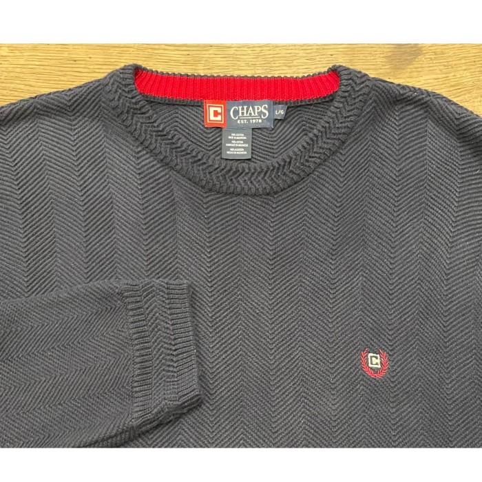 00s CHAPS ニット セーター ワンポイントロゴ 刺繍ロゴ ビンテージ knit sweater | Vintage.City 빈티지숍, 빈티지 코디 정보