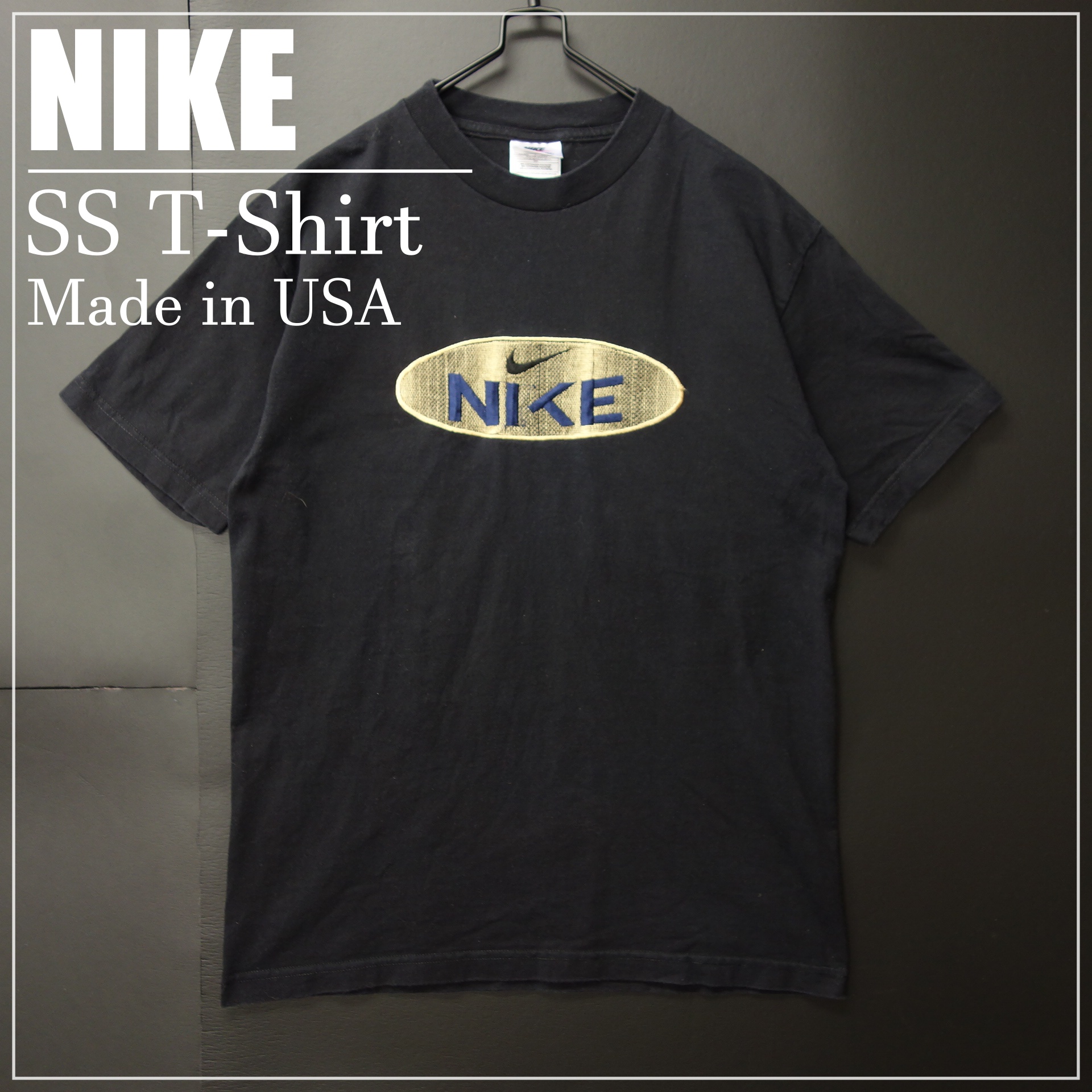 90s Vintage US古着☆NIKE ナイキ 半袖Tシャツ 刺繍ロゴ USA製 SIZE M