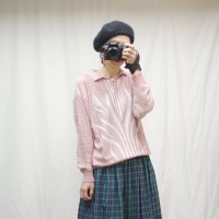 ピンクの襟付きニットセーター | Vintage.City 古着屋、古着コーデ情報を発信