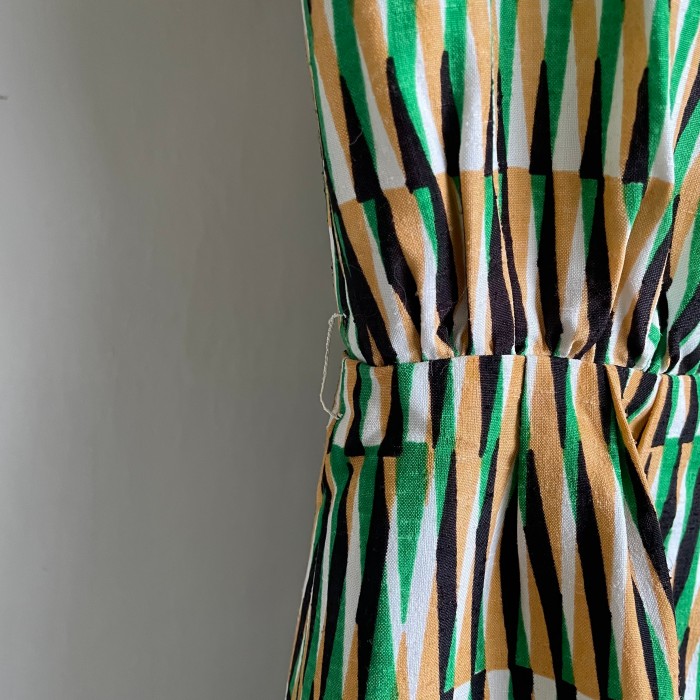 psychedelic geometric pattern dress〈レトロ古着 サイケデリック 幾何学模様 ワンピース サイケ柄 緑〉 | Vintage.City 빈티지숍, 빈티지 코디 정보