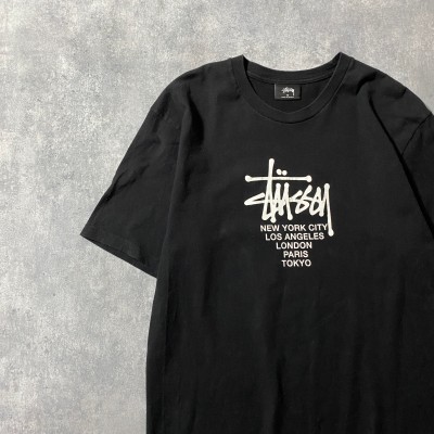stussy　ステューシー　ワールドツアー　センタープリント　ブラック　Tシャツ | Vintage.City 古着屋、古着コーデ情報を発信