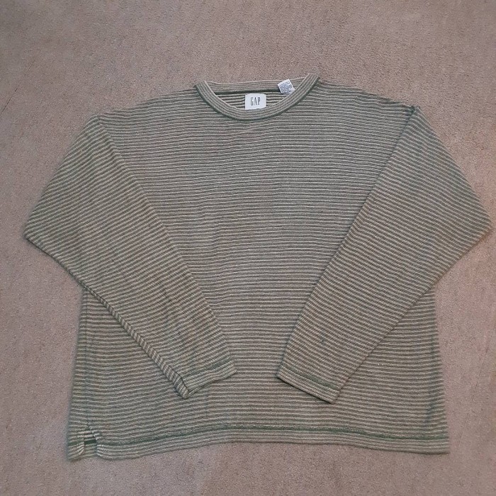 90s OLD GAP borde knit long t-sh | Vintage.City 古着屋、古着コーデ情報を発信