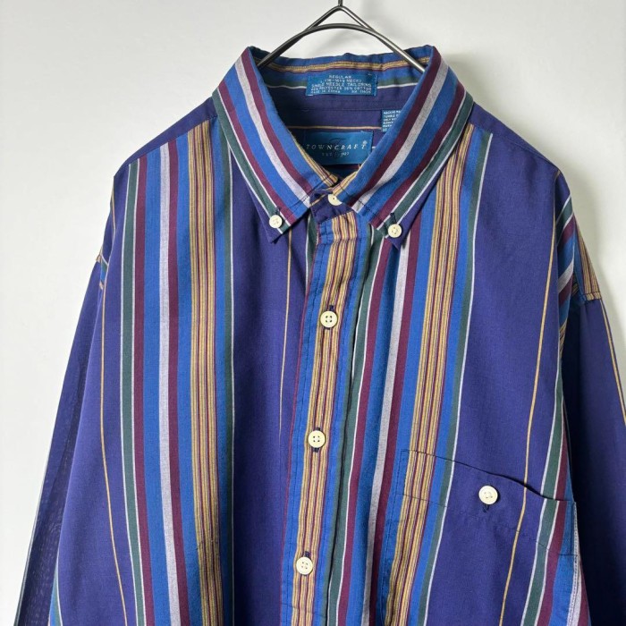 90s タウンクラフト マルチカラー ストライプシャツ 長袖 L S2802 | Vintage.City 古着屋、古着コーデ情報を発信