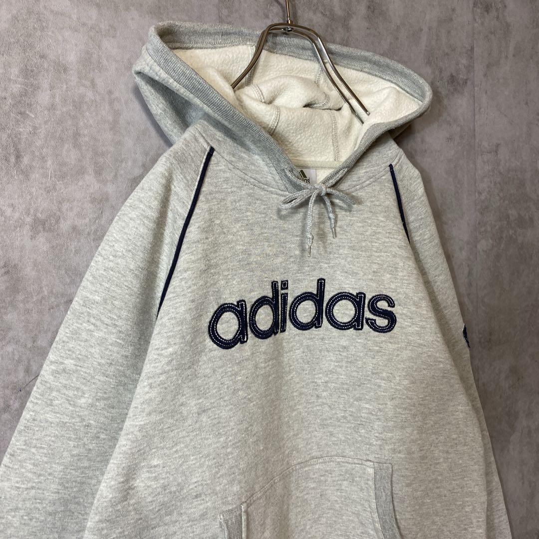 adidas center logo hoodie size L 配送A アディダス センター