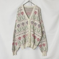 Tulip Design Cotton Knit Cardigan | Vintage.City 古着屋、古着コーデ情報を発信