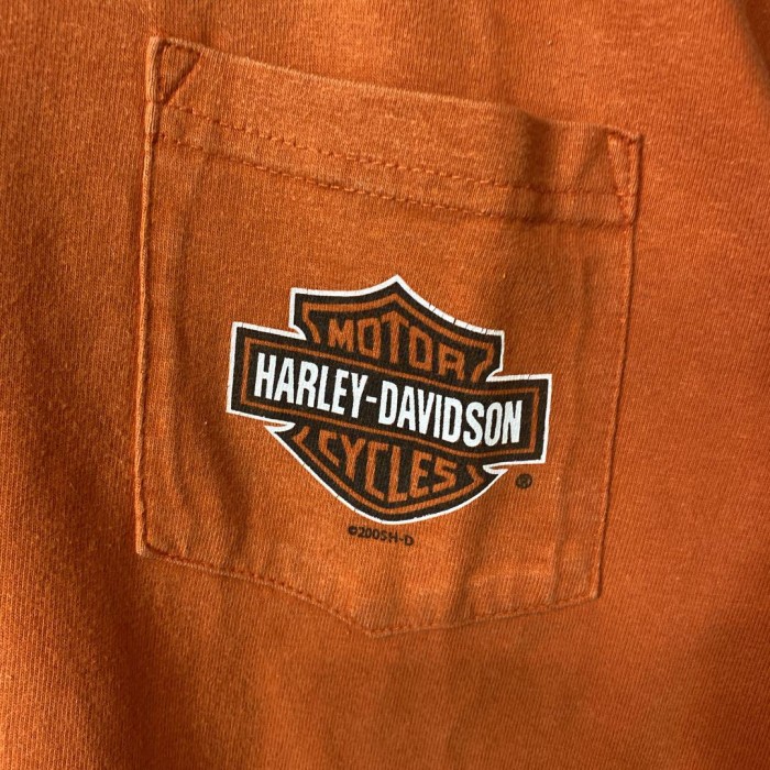 HARLEY DAVIDSON back print pocket T-shirt size M-L相当　配送A ハーレーダビッドソン　バックプリント　ポケットTシャツ | Vintage.City 빈티지숍, 빈티지 코디 정보