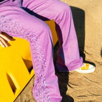 Purple Enbroidered Flea Pants パープル 刺繍入り フレアパンツ | Vintage.City 古着屋、古着コーデ情報を発信