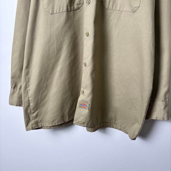 00s Dickies 裾ロゴ ワークシャツ 長袖 ベージュ M S2902 | Vintage.City 빈티지숍, 빈티지 코디 정보