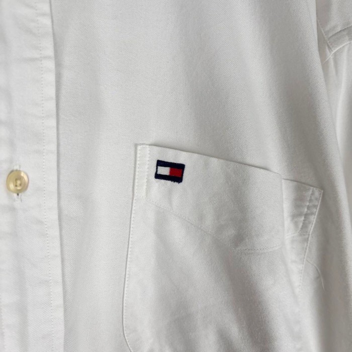 90s 旧ロゴ トミーヒルフィガー 白シャツ ボタンダウン XL S2902 | Vintage.City 古着屋、古着コーデ情報を発信