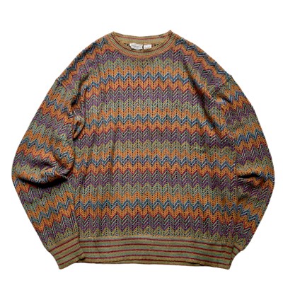 70’s〜 “Saks Fifth Avenue” Cotton × Linen Knit Made in Italy | Vintage.City 古着屋、古着コーデ情報を発信