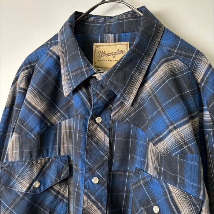 USA古着 Wrangler オンブレチェック ウエスタンシャツ XL ブルー | Vintage.City 古着屋、古着コーデ情報を発信
