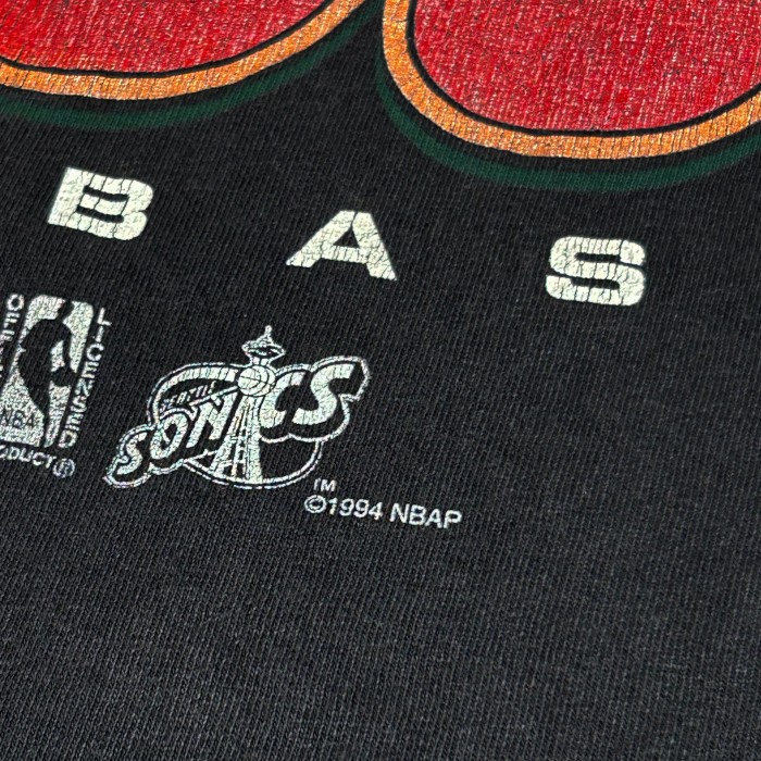 90's ヘインズ Hanes / シアトルスーパーソニックス NBA プリント半袖Tシャツ / ブラック / USED | Vintage.City 빈티지숍, 빈티지 코디 정보