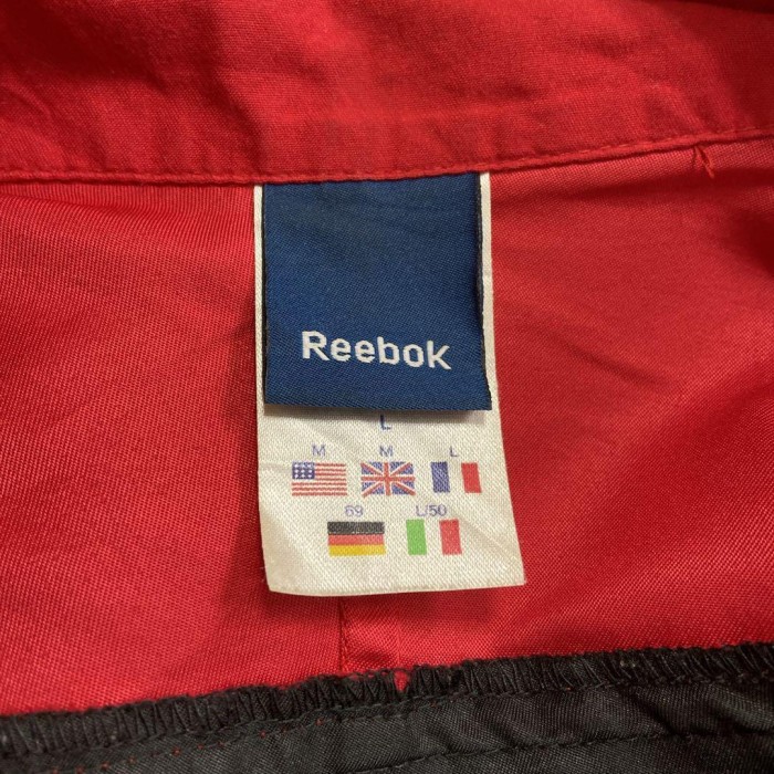 Reebok 2tone nylon jacket size L 配送A　リーボック　ツートンカラー　赤黒　ナイロンジャケット　刺繍ロゴ | Vintage.City 古着屋、古着コーデ情報を発信
