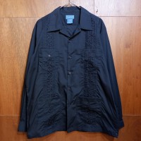 90s TropiCool ロングスリーブ キューバシャツ ブラック | Vintage.City 빈티지숍, 빈티지 코디 정보