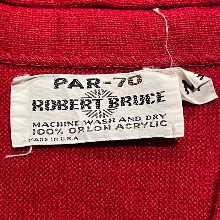 60s-70s ROBERT BRUCE ロバートブルース　アクリルニット　サムホール付き　カーディガン　アメリカ製　無地　C756 | Vintage.City 古着屋、古着コーデ情報を発信