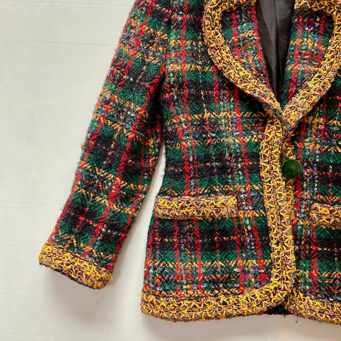 yellow check jacket【France】 | Vintage.City 古着屋、古着コーデ情報を発信