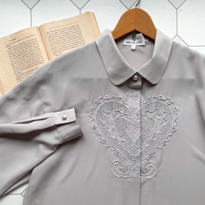 heart cord embroidery blouse 〈レトロ古着 ハート コード刺繍 ブラウス〉 | Vintage.City 빈티지숍, 빈티지 코디 정보