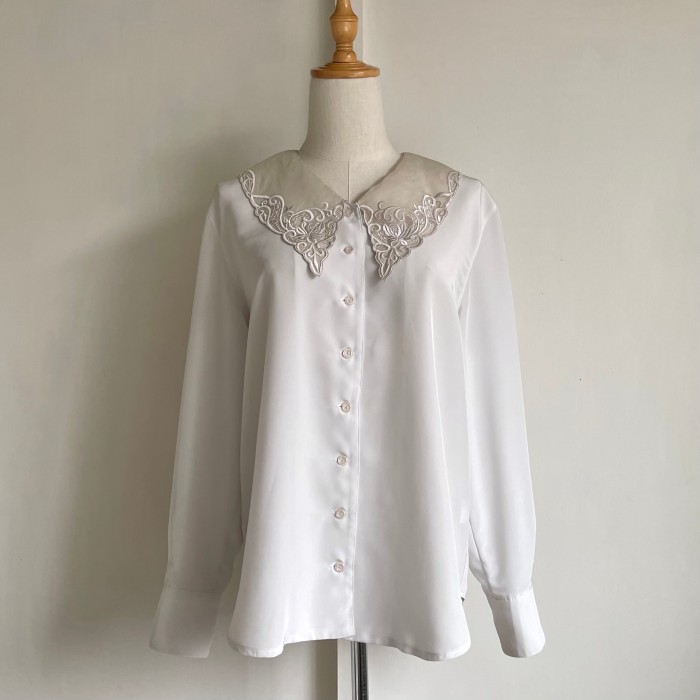 embroidered sheer collar blouse 〈レトロ古着 刺繍 シアー襟 ブラウス〉 | Vintage.City 빈티지숍, 빈티지 코디 정보